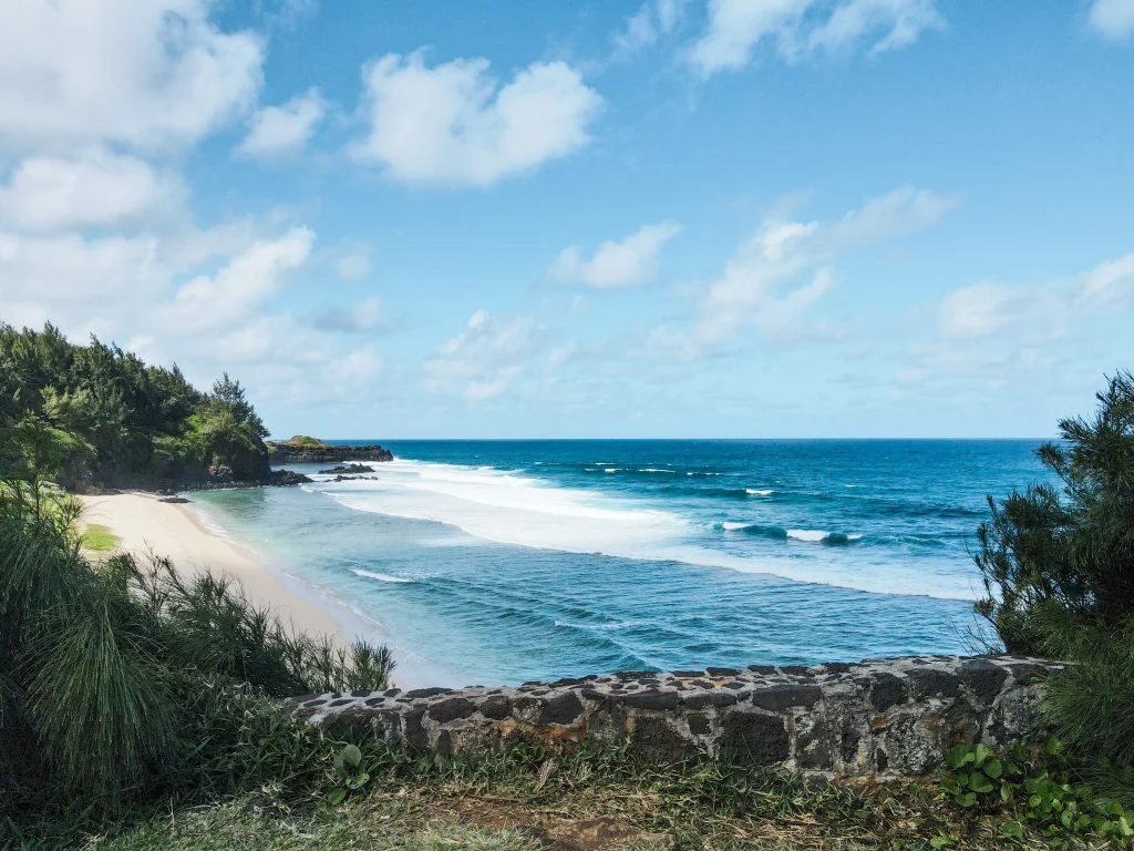 Secluded beach in south Mauritius with turquoise ocean and peaceful coastal scenery